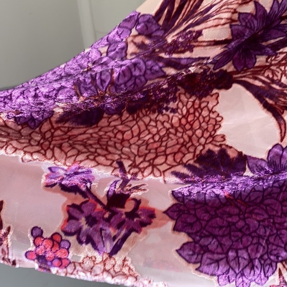 Ivy Jane velvet burnout blouse mock neck smocked chest and wrist hem - Picture 9 of 10